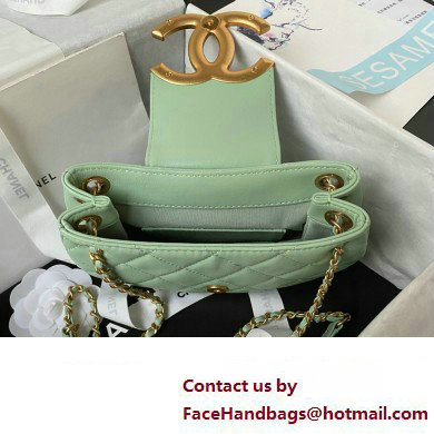 Chanel Lambskin  &  Gold-Tone Metal Small Messenger Bag AS4609 mint green 2024